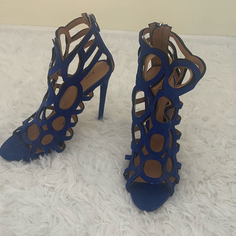 Blue strappy ankle booties- size 8